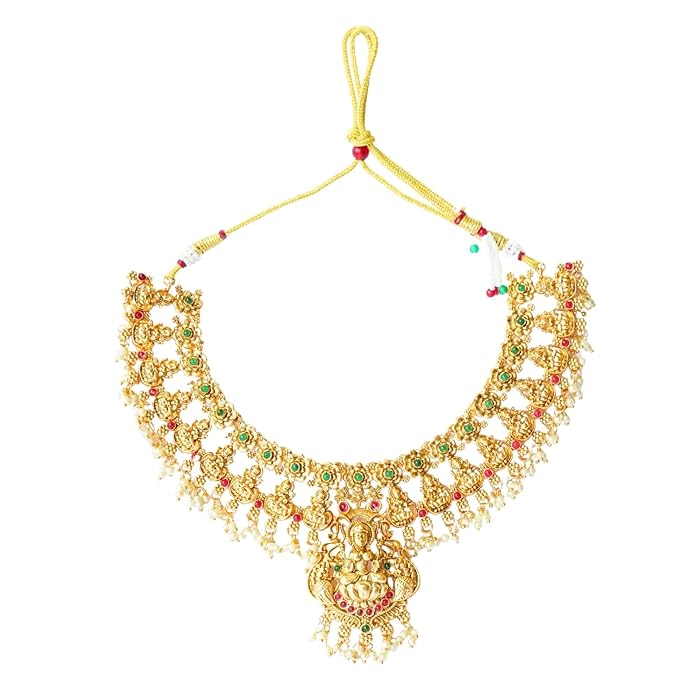Temple Red-Green Jhumka Set