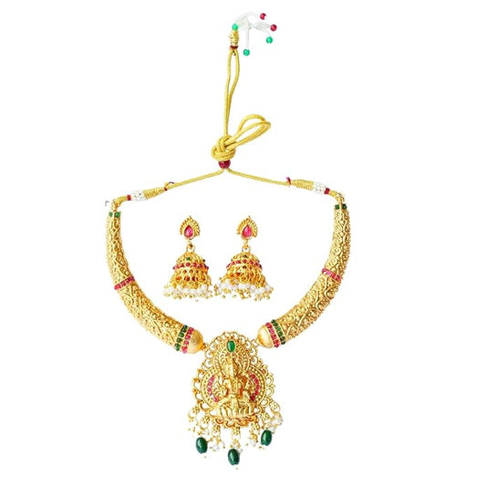 Temple Ruby & Green Necklace Set