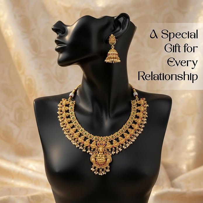 Temple Red-Green Jhumka Set