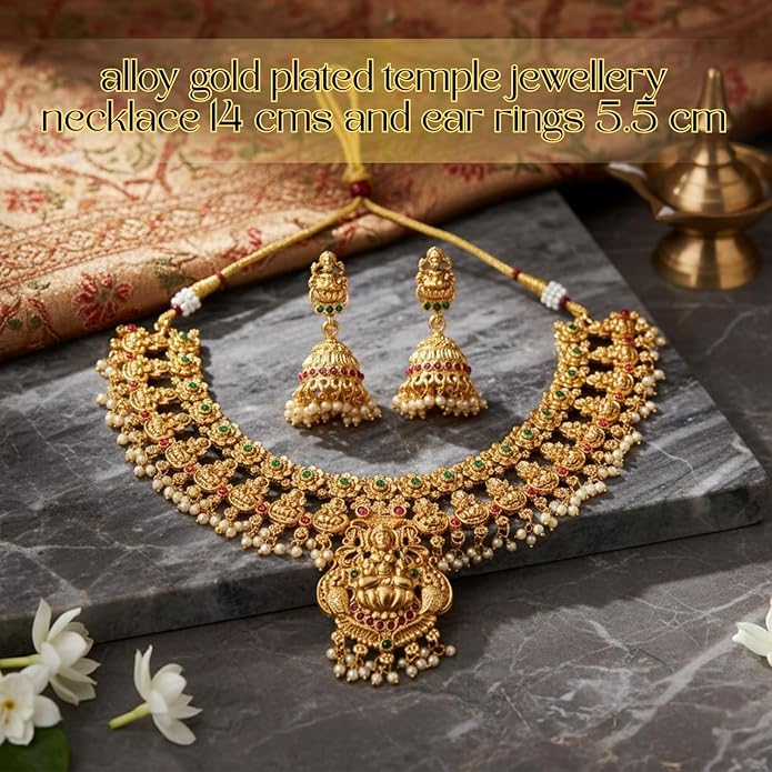 Temple Red-Green Jhumka Set
